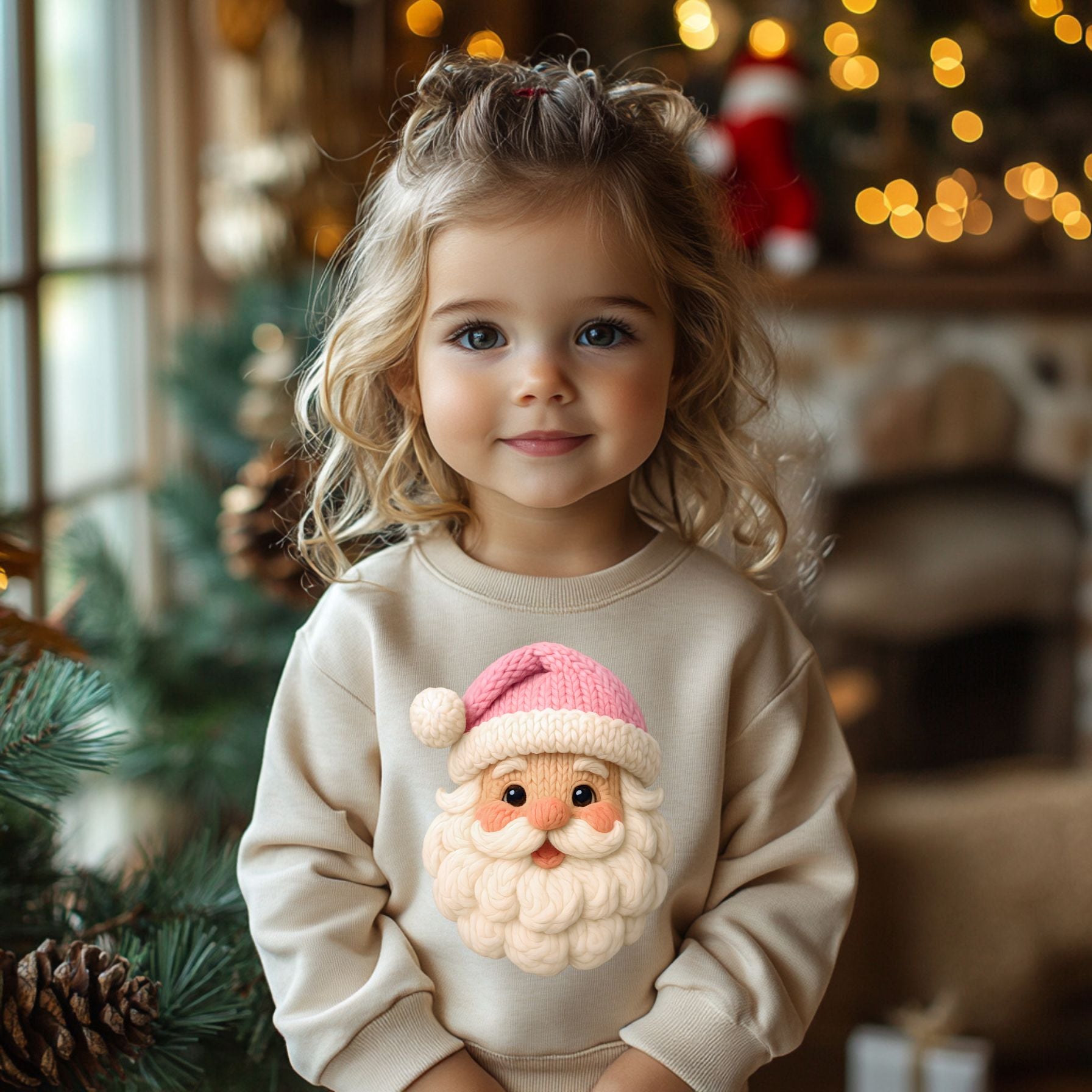 Pink Santa Knit Sweatshirt